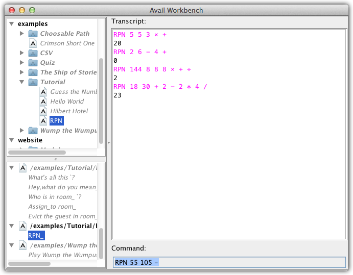 A sample transcript of using "RPN_".